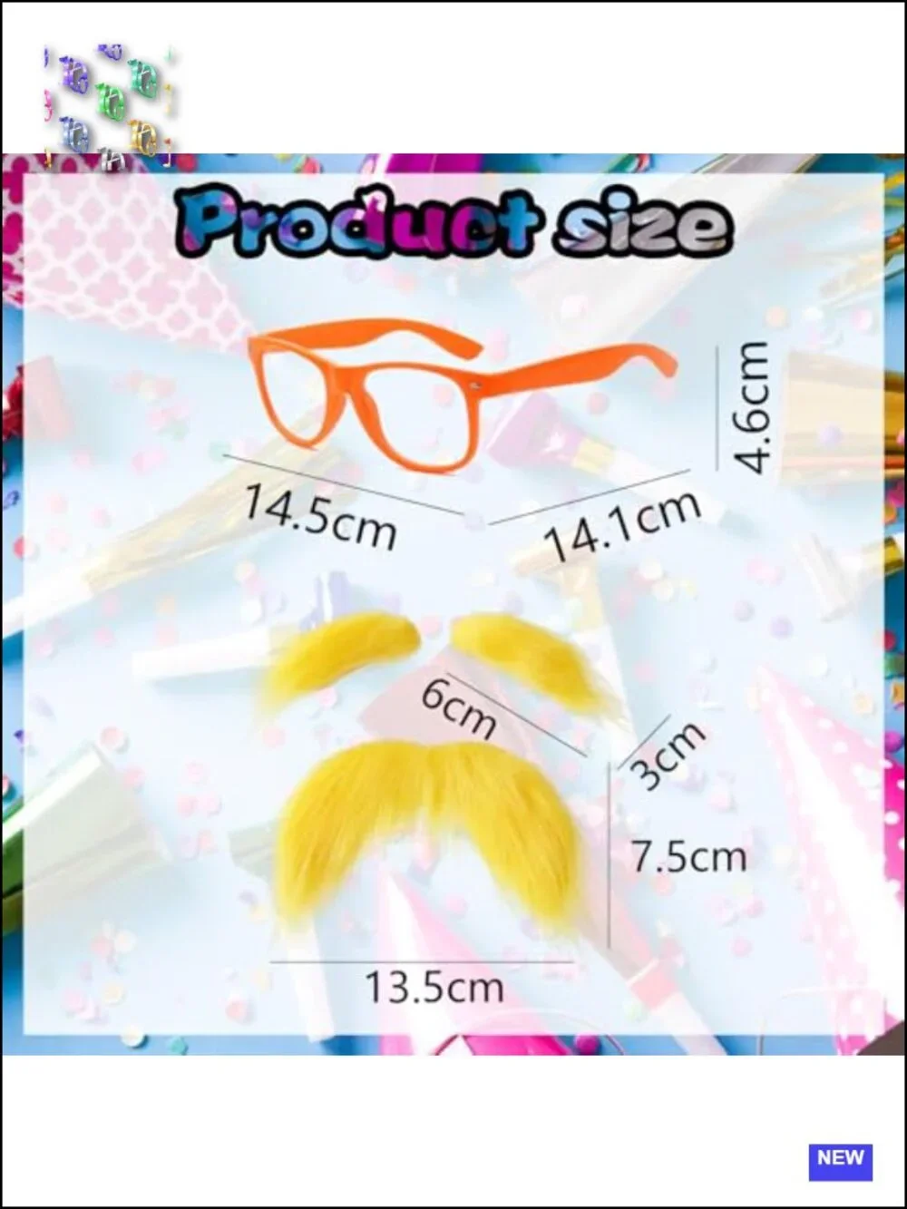 Orange Furry Headband with Glasses Mustache & Eyebrows Costume Accessory Set